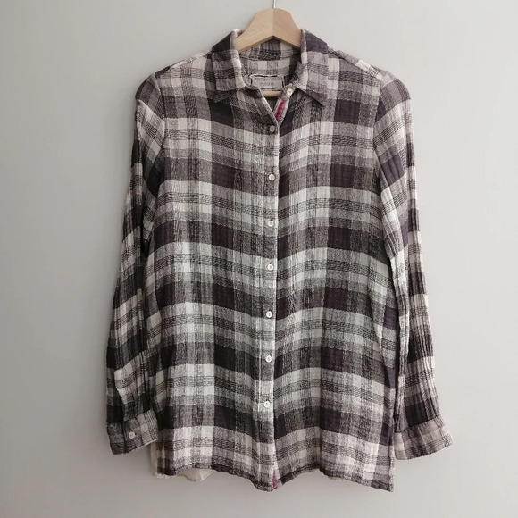 Johnny Was Hisako Embroidered Silk Button Blouse XS Plaid Japanese Floral Bird - Picture 6 of 17